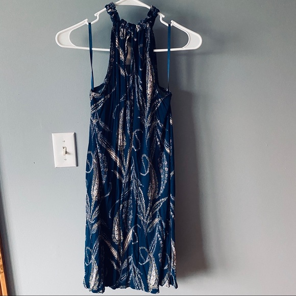 LOFT high neck blue paisley printed dress - Picture 4 of 6